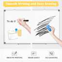 Double-Sided Magnetic Whiteboard, 36" x 24" Dry Erase Board, Aluminum Frame White Board for Wall, Hanging Mounting White Board Dry Erase Marker Board with 4 Markers, 1 Pen Tray