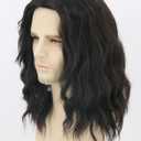 Topcosplay Men Wigs Black Short Curly Hair Funny Wigs for Man Halloween Costume Party Wig