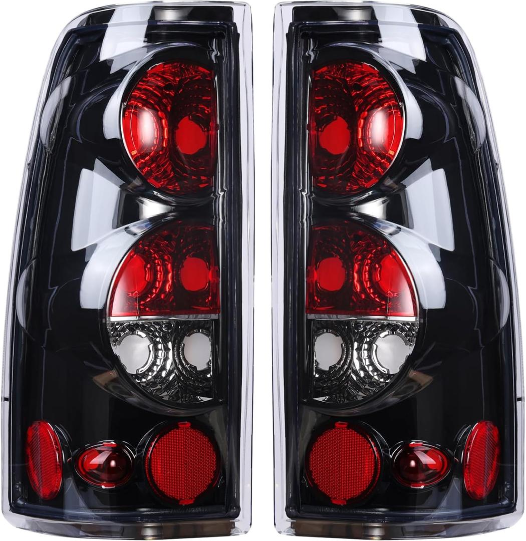 Boine Tail Light Compatible With 1999-2006 Chevy Silverado 1500 2500 3500 GMC Sierra 1500 2500 Driver and Passenger Side Rear Light Brake Lamps (OE Black Clear Lens)