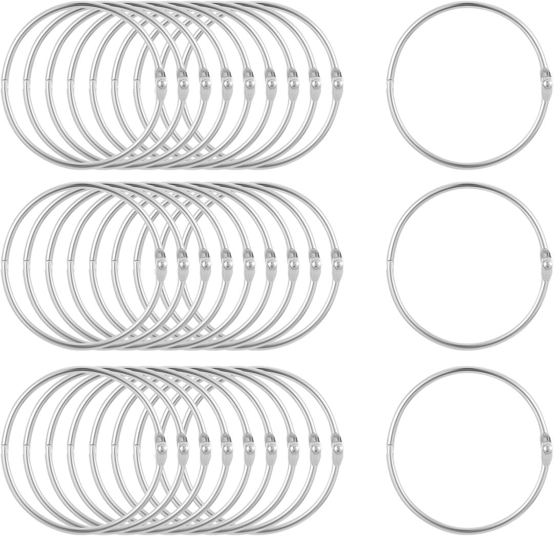 30 Pack Loose Leaf Binder Rings 3 Inch Binder Rings Metal Book Rings Heavy Duty Steel Office Book Rings for Paper Rings, Keychain Key Rings, Metal Rings for Index Cards for Home, School, and Office