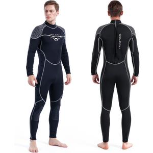 GoldFin Wetsuit for Men, Mens 3mm Wetsuits Fullbody Back Zip Keep Warm in Cold Water (Medium, Black/white)