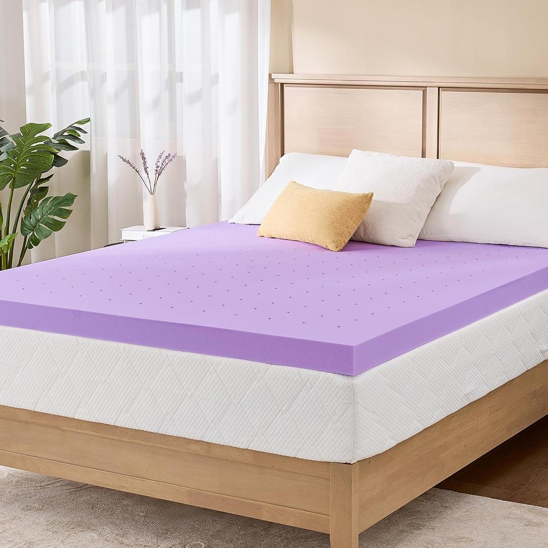 3 Inch Twin XL Lavender Infusion Memory Foam Mattress Topper for Relaxing Sleep, Ventilated & Pressure Relieving, CertiPUR-US Certified, Medium Firm Topper in a Box, Twin XL Size, 38"x80"