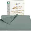 California Design Den Queen Size Flat Sheet Only - Soft 400 Thread Count Sateen, Natural 100% Cotton Queen Flat Sheet, Breathable, Durable and - Sage Green