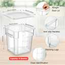 FoldTier 2 Pieces Square Food Storage Containers Polycarbonate Clear food Container with Lid Commercial Storage with Graduations for Commercial Kitchen Dough Marinating Meat(White,8 Qt)