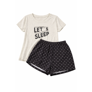 VENTELAN Pajama Set For Women Cute PJS Summer Short Sleeve Shorts Sleepwear S Grey