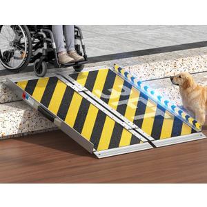 3 FT Portable Wheelchair Ramp, 600LBS Capacity Foldable Aluminum Handicap Ramps with Handle, Ramps for Wheel Chairs for Home Steps, Doorway, Threshold, Front Porch, Entry (Yellow-Black, 3FT)