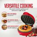 OVENTE Electric Mini Waffle Maker, 550W Fast Heating Element with Overheat Protection, 4-Inch Non-Stick Plates and Cooking Surface, Perfect for Breakfast, Hash Browns, Keto Chaffles, Red WM215R