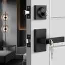 Black Exterior Door Lock Set, Front Door Lock Set with Deadbolt, Square Contemporary Matte Black Front Door Lock Sets, Heavy Duty Zinc-alloyed Exterior Door Handle (1 Pack) (Rectangular)