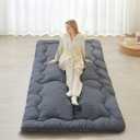 SAPHREAS Japanese Futon Mattress Floor Mattress Twin, Foldable Roll Up Bed Mattress Topper with Elastic Straps, Tatami Mat Sleeping Pad for Camping, Grey