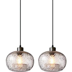 CASAMOTION Pendant Lights Kitchen Island Glass Pendant Lighting Marble Clear Color Hand Blown Art Globe Over Dining Room Table Bathroom 8.7 Inch Diam 2 Pack
