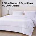 100% Cotton Duvet Cover Set Soft Comfortable with Embroidery Design 3 Pcs Sateen Weave Home Bedding Set (White & Grey, Queen)