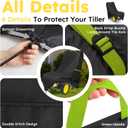 Tiller Cover, Rototiller Covers, 420D Silver-Coated Waterproof Fabric, Adjustable Drawstring Hem, Green Handle & Rear Waist Band  Fits Most Tillers (Black, Gas Tiller Cover)