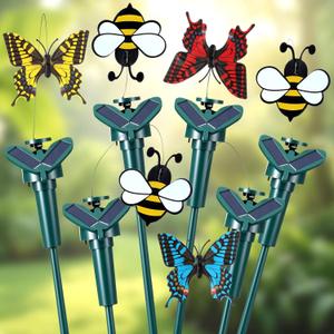 6 Pcs Solar Flying Bees Butterflies for Centerpieces Fluttering Garden Decorations Stakes Decorative Moving 3D Bee Butterfly for Home Yard Pathway Outdoor Indoor (Batteries Not Included)