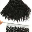 BEEOS Kinky Curly Human Crochet Hair 160g, Pre-Separated Knotless Invisible Crochet Human Hair Extensions for Women 20, Inch Natural Black