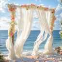 Wedding Arch Draping Fabric 28" x19FT, Sheer Chiffon Fabric Backdrop, 2 Panels Ivory Drapes for Wedding Ceremony Decor, Decorative Arch Drapery for Birthday Party Ceiling Curtain Backdrop