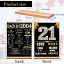 21st Birthday Party Decorations for Women Men, Black Gold Back in 2004 Birthday Decor Poster Acrylic Table Sign, 21st Birthday Party Supplies, Double-Sided