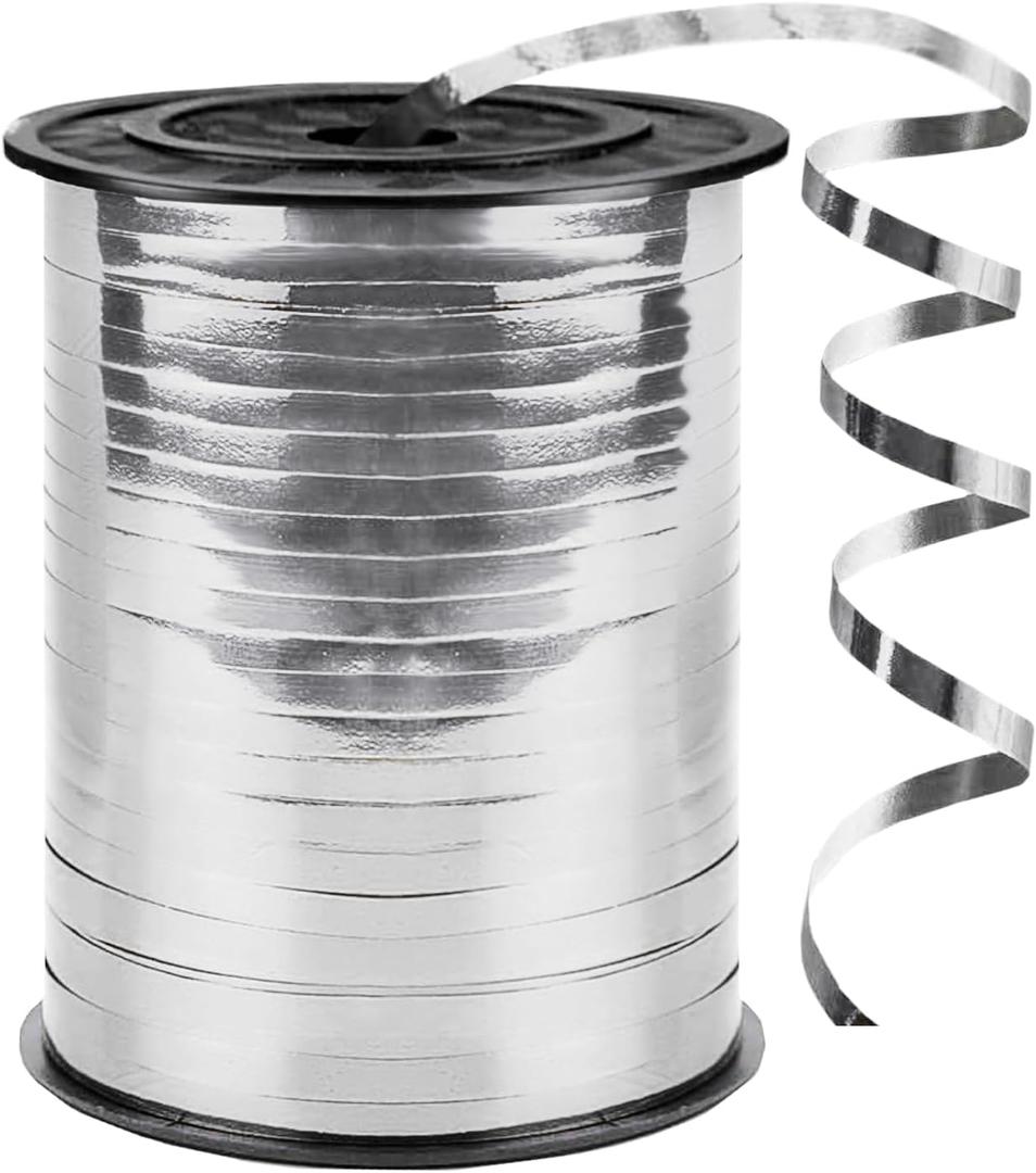 500 Yards Curling Ribbon,1/5 Inch Shiny Silver Ribbon,Balloon String, Party Decoration,Ribbons for Florist Flower Bows for Graduation Supplies