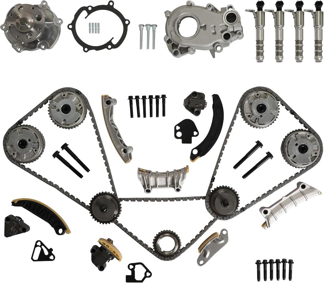 9-0753S 3.6 Timing Chain Kit w/VVT Sprocket Water/Oil Pump Fit For Chevy Equinox Camaro Cadillac CTS XTS ATS GMC Terrain Canyon Buick LaCrosse Enclave Pontiac Saturn 3.0L 3.6L V6 2007-2017
