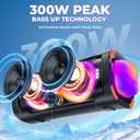 Portable Bluetooth Speaker with 1 Microphone, 300W Peak Karaoke Machine Powerful Loud Sound Deep Bass Wireless Subwoofer, 15H Battery Life Fast Charging, Speaker for Party, Outdoor, Beach, Home System