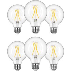EDISHINE 6 Pack G25 Globe Light Bulbs, Dimmable Vintage LED Edison Bulbs, CRI90+ 5W Equivalent 60W, Clear LED Filament Vanity Light Bulbs, 5000K Daylight White, 500LM, E26 Base