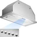 Insert Range Hood 24Inch, Built-in Kitchen Hood with 353 CFM, 3-Speed Vent Hood with Push Button Control LED Lights, Metal Filter, Suitable for Home kitchen, Compact Kitchen, Apartments