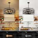 Sigaitwei 6-Light Dining Room Chandeliers Farmhouse，23.6" Large Black Farmhouse Chandelier，Wood Grain and Vintage Black Dining Room Light Fixture for Kitchen Entryway Living Room