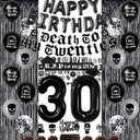 Black 30th Birthday Decorations for Women or Men, Death to My 20s Decorations, Death to My Twenties Banner Number 30 Balloons Rip to My 20s Sash Cake Toppers for Rip 20s Birthday Decorations