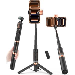 Selfie Stick Tripod for iPhone & Android, 35" Portable Phone Tripod Stand with Bluetooth Remote, 8.8" Mini Travel Tripod, Cell Phone Tripod for Video Recording, 1/4 Screw for Action Camera