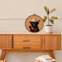 XBBMGG Western Cowboy Black Labrador Dog Wall Art, Funny Animal Red Rose Valentines Day Gift Round Wall Hanging Decor, Romantic Dog Framed Canvas Prints for Living Room Bedroom Decorations, 10x10in