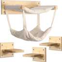 Luxury Wooden Cat Furniture with Double Hammock & Steps | Stylish Modern Hammock | Multi-Level Wall Furniture with Sisal | Premium cat Bed | cat Shelves for Wall | Wall Mounted cat Furniture