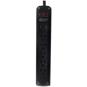 Commercial Electric 6-Outlet Surge Protector with 8 ft. Cord and 45 Degree Flat Angle Plug, Black