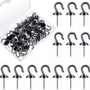 Hotop 60 Pieces Push Pin Wall Hooks Metal Thumb Tack Hangers Iron Alloy Nail Decorative Picture Hooks for 20 Lbs Home Office School Party Supply (Black)