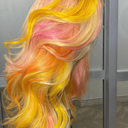 Yellow Pink Ginger Orange Multi Color 13x4 Lace Front Human Hair Wigs
 24 Inch