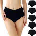 BATTEWA Incontinence Underwear for Women Washable, Leak Proof Underwear High Waist Cotton,Bladder Leakage 50ML(5Black, 4X-Large, 5 Pack)
