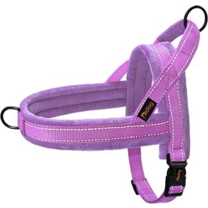 Didog Soft Flannel Padded Dog Vest Harness, No Pull/Quick Fit Reflective Dog Strap Harness, Easy for Training Walking (L:Chest 26-32", Purple)