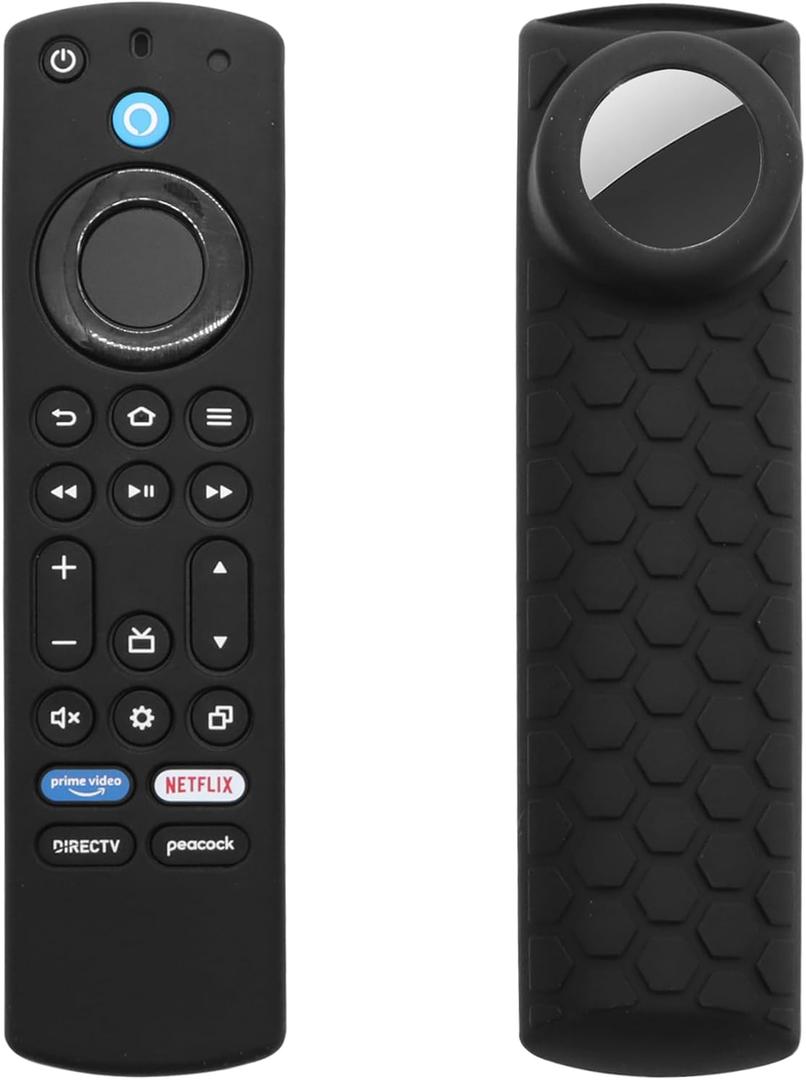 TV 4-Series Cover with Tag Holder for Toshiba/Insignia TV Omni Series, Compatible with NS-RCFNA-21 CT-RC1US-21 CT95018 Voice Remote Contorl,with Hole for Tile Sticker,Black