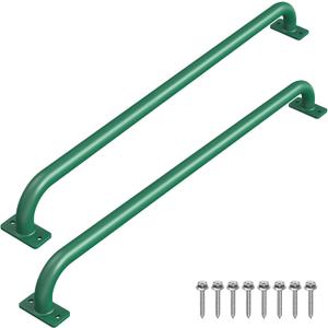 SELEWAEW 42" Green Playground Ladder Handle, Heavy-Duty Metal Playset Safety Handles, Outdoor Kids Grab Bars for Swing Sets, Treehouse, Jungle Gym, Rock Climbing Wall, Playhouse Ladder (2 Pack)