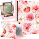 for Samsung Galaxy Tab A9+ Case - 360 Degree Rotating Stand Folio Smart Cover with Pencil Holder for Women Girls, Hibiscus for Samsung A9 Plus Tablet Case 11 inch, SM-X210/X216/X218