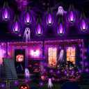 Solar Flame String Lights - 42ft 15 LED Lights Outdoor Solar String Lights for Garden Patio Halloween Decoration (Purple, 42ft)