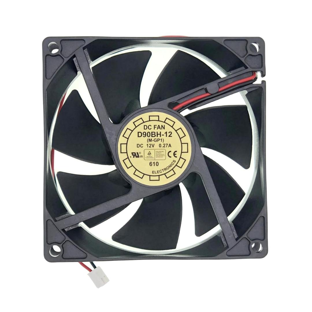 for YATE Loon D90BH-12 Cooling Fan DC12V 0.27A Size:90X90X25MM 3600RPM 55.68CFM 2-Wire Workstation Cooling Fan.