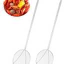 Baderke 2 Pcs 36" Stainless Steel Wire Skimmer Long Handle Strainer Spoon | Fine Mesh Structure, Round Plated Wire Design, Fried Food, Kitchen Cooking Tool, Strain Stirr Accessory, Fryer Utensil