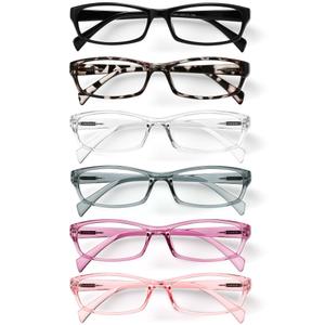+2.25 Gaoye Reading Glasses for Women, 6 pack Fashion Readers for Women Men Spring Hinge Eye Glasses, Blue Light Reading Glasses