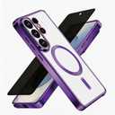Misscase for Samsung Galaxy S26 Ultra Case with Privacy Screen Protector,[Camera Lens Protector] Clear Magnetic Luxury Plating Case Compatible with MagSafe Elegant Anti-Scratch Case Cover Purple