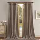 StangH Taupe Velvet Curtains 96 inches Long, Luxury Back Tab Thermal Insulated Room Darkening Window Drapes for Sliding Glass Door/Bedroom, W52 x L96, 2 Panels