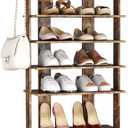 HOMEFORT 10-Tier Vertical Shoe Rack, Corner Shoe Tower, Double Rows 10 Tiers Shoe Shelf, Slim Shoe Storage Unit for 20 Pairs of Shoes, Shoe Stand for Entryway, Hallway, Closet (Rustic Brown)