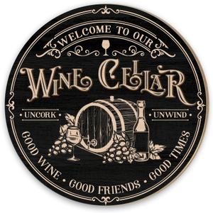Cellar Sign, Basement Bar Wall Hanging Decor, Winery Wood Sign, Bar Sign, Tasting Room Sign, Rustic Barrel Home Bar Dcor Accessories for Pub Kitchen Cabinet Garage, Vintage Room Decor (4)