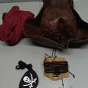 Pirate Hat and Accessories Set with Eye Patch Necklace Sash Leather Bracelets for Men Women Pirate Costume Halloween Cosplay Renaissance Outfit