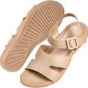 Flat Sandals for Women Dressy - Apricot Summer Comfortable Walking Casual Arch Support Ankle Strap Open Toe Slip on Womens Flats Sandal Size 10
