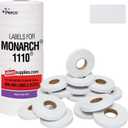 Perco White Pricing Labels - 17,000 Price Marking Labels for Monarch 1110 Price Gun with Ink Roll Included - 16 Rolls Value Pack, 1 Sleeve - Made in USA