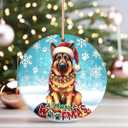 2 x Cute Christmas Santa Hat German Shepherd Dog Ceramic Ornament - Dog Christmas Ornaments - German Shepherd Gifts for Women